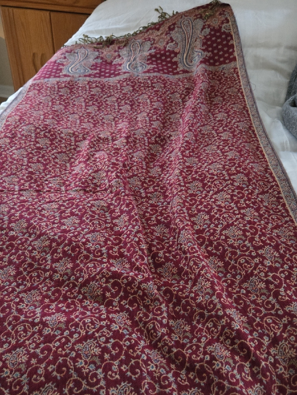 Elegant Burgundy Paisley Shawl